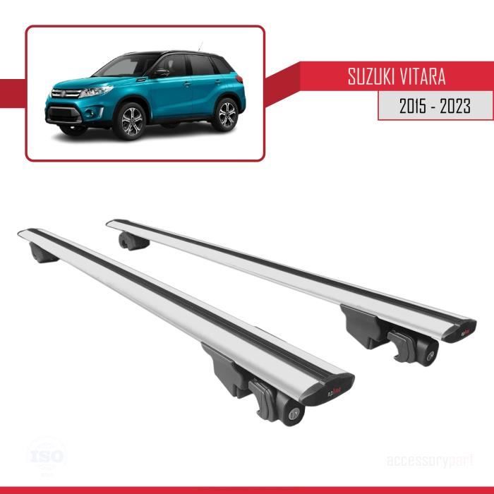 Pour Suzuki Vitara 5D 2015-2023 HOOK Barres de Toit Railing Porte-Bagages de voiture Avec verrouillable Alu Gris