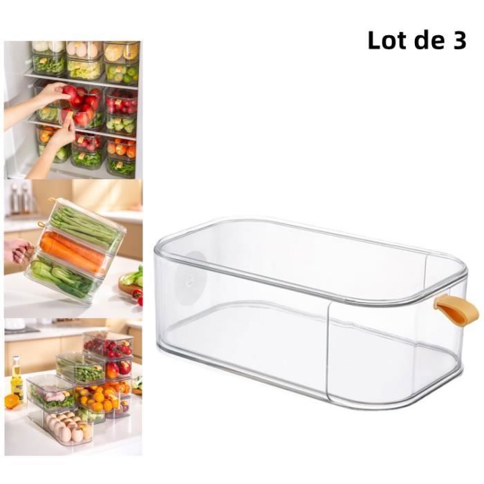 Lot de 2 Boîte Fraîcheur Alimentaire, Réfrigérateur Boîte De Rangement avec  Couvercle, Empilable Boite Jambon Frigo, häll Frukt/Légumes/Via Sunmostar  ddfb