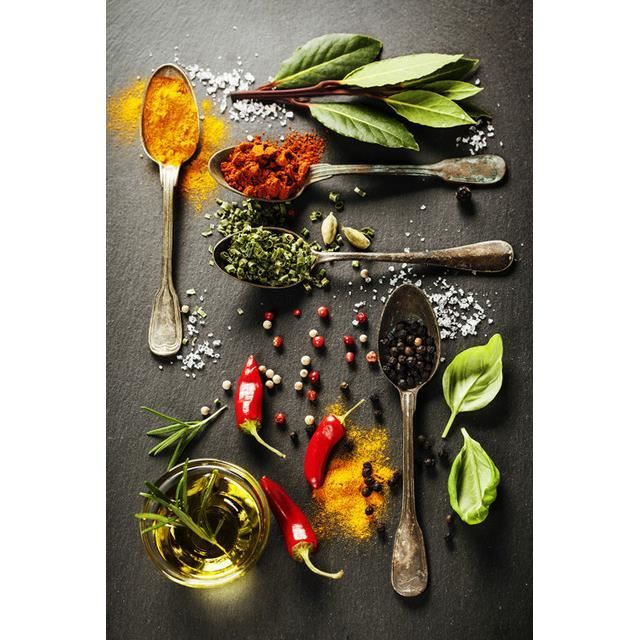 Cuisine Épices Affiche Colorée Moderne - Toile Tableau Art Peinture Décoration Murale Sans Cadre (40x120cm)