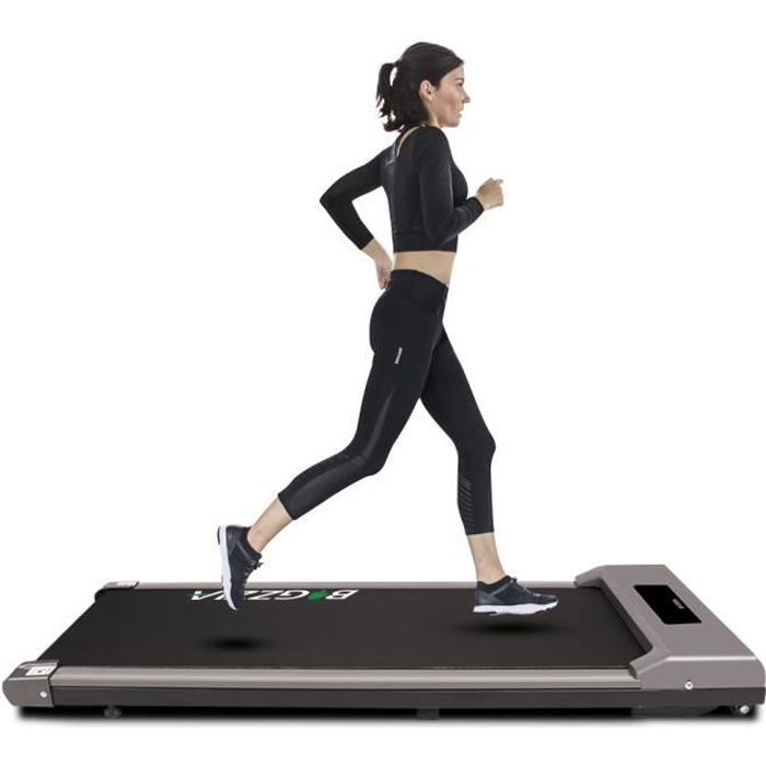 BIGZZIA Tapis de marche Electrique - Moteur de pic de 1,5 CV - Vitesse maximale de 10 km-h - Avec écran LCD - Gris