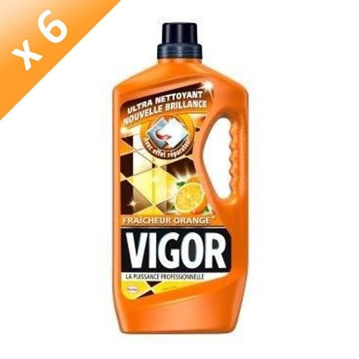 VIGOR Lot de 6 nettoyants ménagers pour sol - Fraîcheur orange - 1,3 L -  Cdiscount Au quotidien