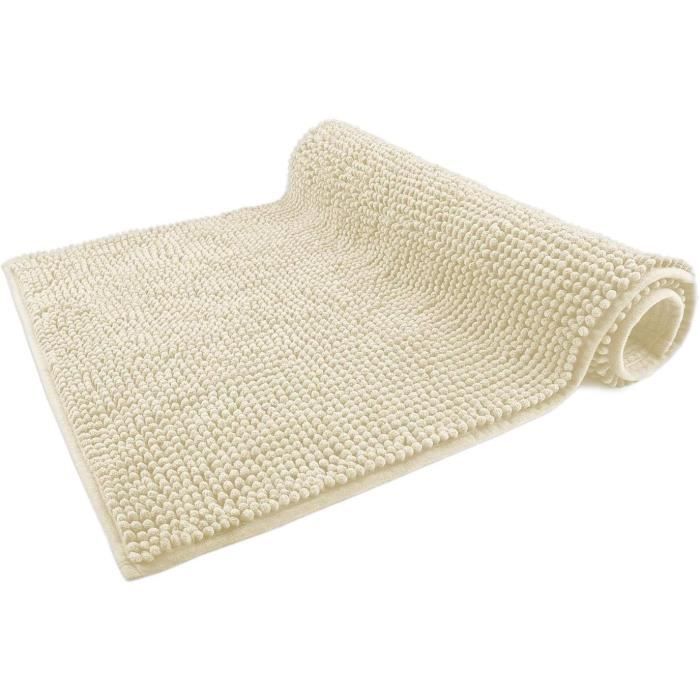 Tapis De Bain Antidérapant 80x120cm Avec Ventouses - Confortable, Évacuation D'Eau, Idéal Salle De Bain Et Douche (Blanc)