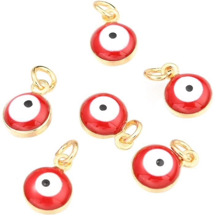 Nbeads 40pcs Charmes Mauvais Œil 18K Plaqué Or - 10 Couleurs Pour DIY Bijoux