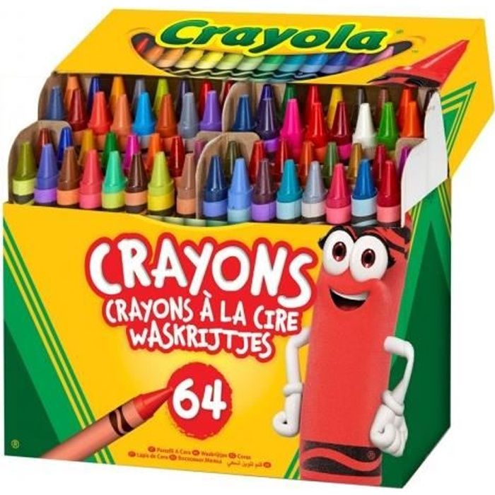 Crayola crayons de cire 64 pièces - Cdiscount Beaux-Arts et Loisirs créatifs