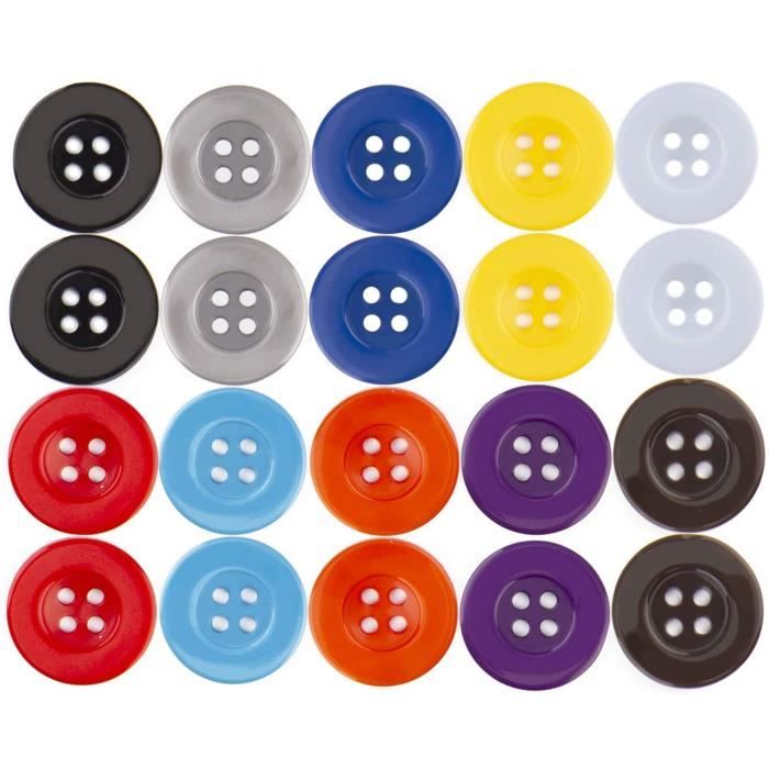 Lot De 100 Boutons En Plastique Pour Couture - Mélange Tailles Et Couleurs