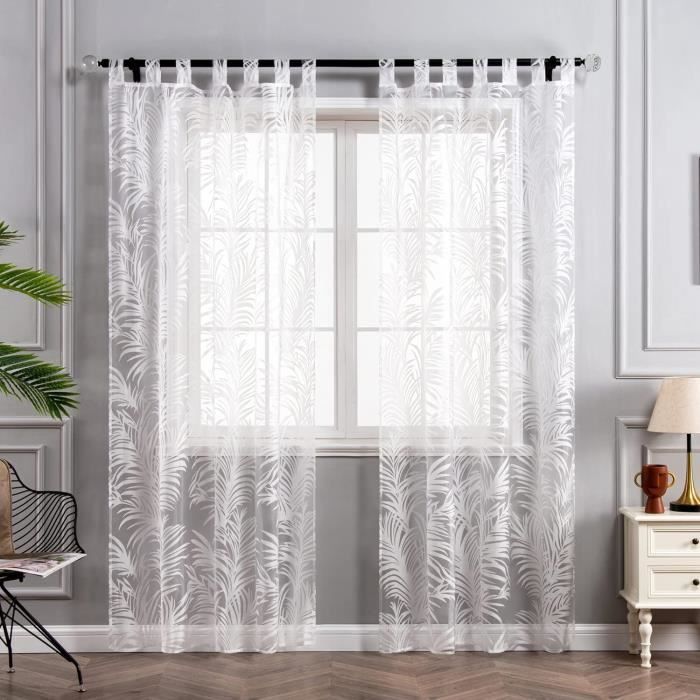 Rideau Brise-Bise Dévoré Berta Joyswahl – Transparent Œillets – Rideau Court Cuisine Salon Blanc 60 X 90 Cm – Élégance Légère