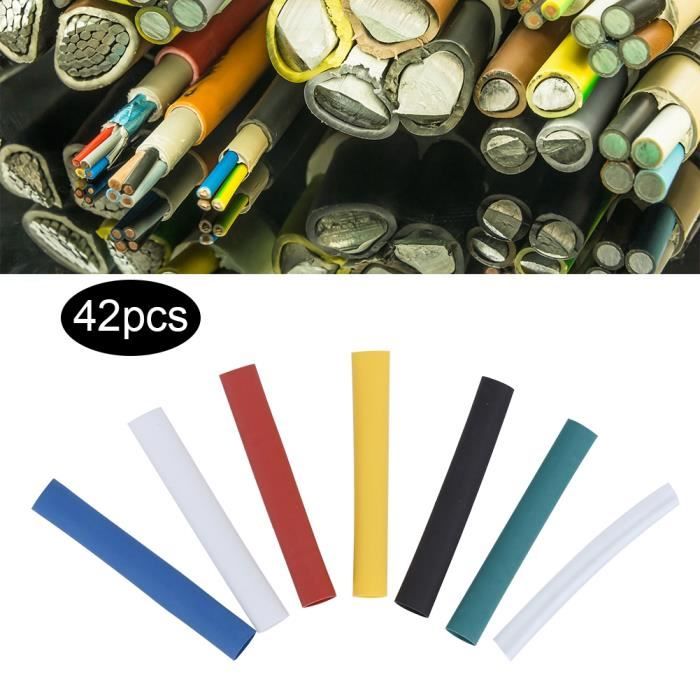 EJ.life Enveloppe de fil électrique 42Pcs Thermorétractable Tube Fil Wrap Manches Câble De