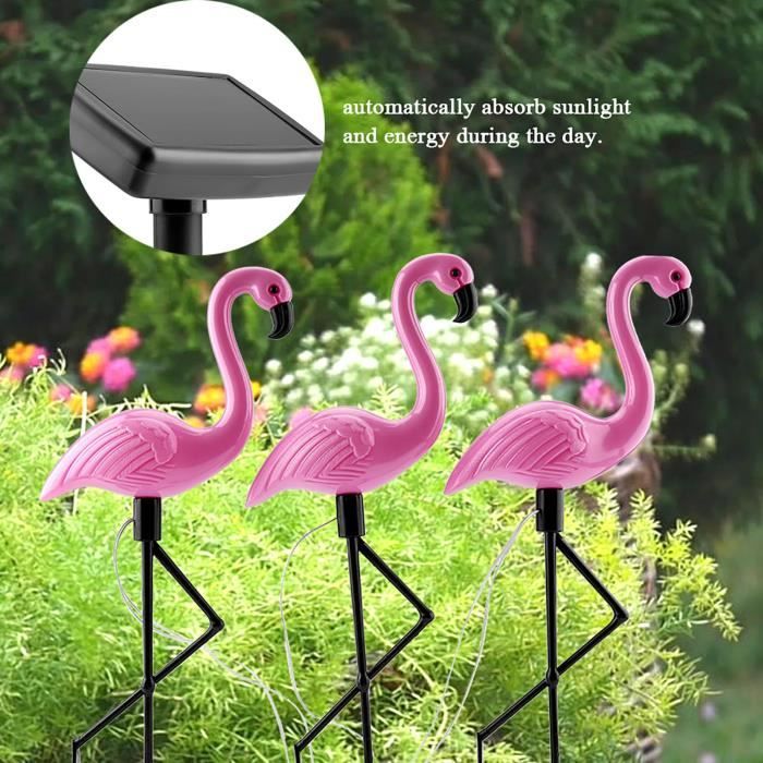EJ.life lampe de pelouse solaire Lampe Solaire 3 en 1 LED Flamingo pour Lampe de Pelouse de Jardin de Cour étanche piscine lampe