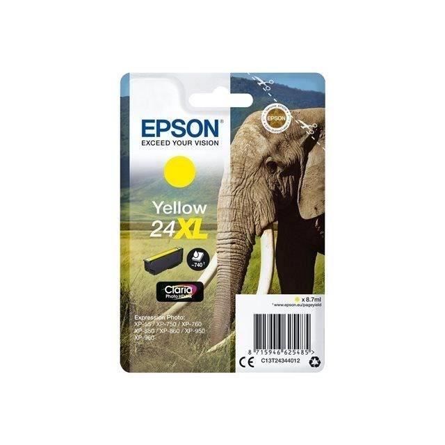 EPSON Cartouche dencre T2434 XL Jaune - Eléphant (C13T24344012)