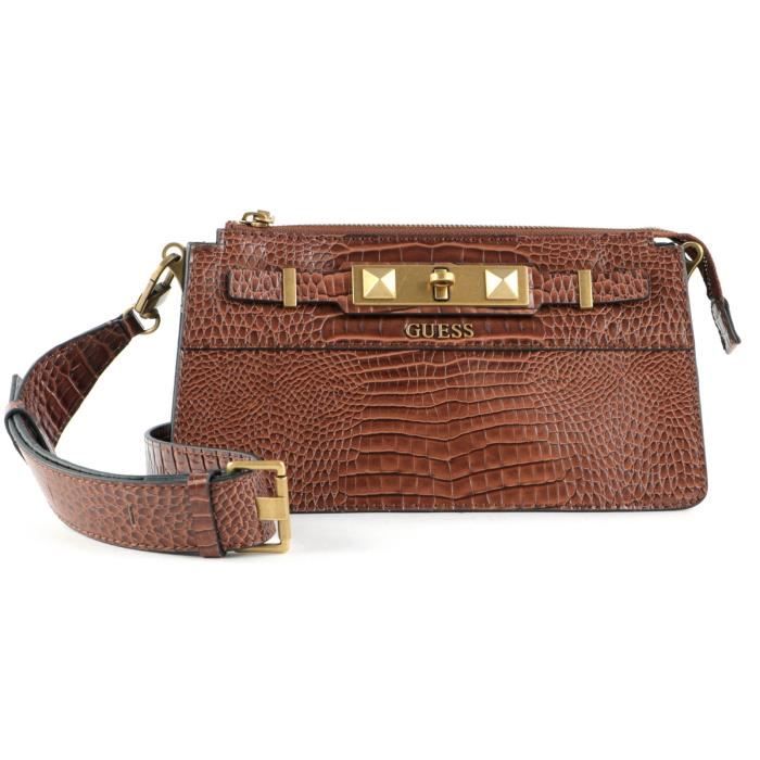 GUESS Raffie Mini Crossbody Top Zip Cognac [141000] sac à épaule