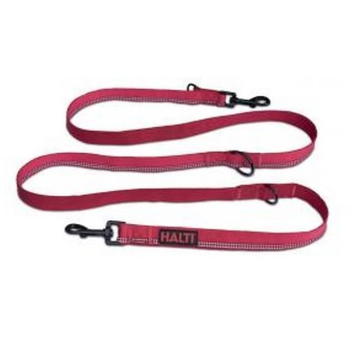 Laisse multifonction - HALTI - Rouge - Nylon et corde - 2 mètres - 2 mousquetons Laisse multifonction - HALTI - Rouge - Nylon et corde - 2 mètres - 2 mousquetons