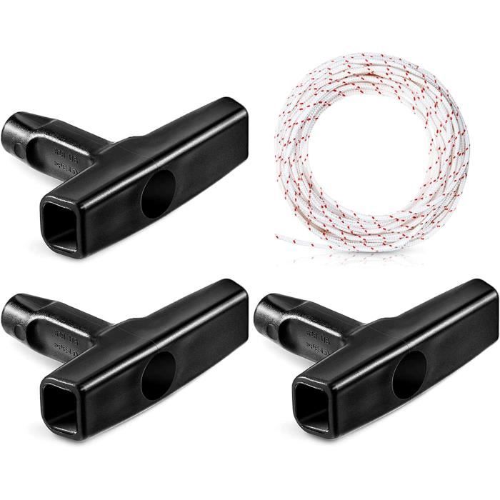 Câble Démarrage Tondeuse 10m - 3 Poignées Noires Nylon JTMKYO