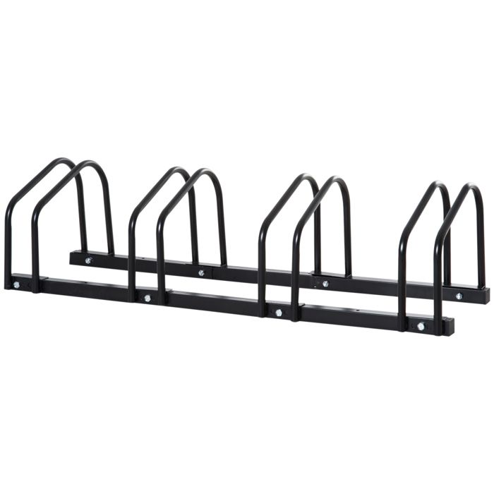 Râtelier 4 vélos HOMCOM - Acier galvanisé noir - 110x33x27cm - Design compact et pratique