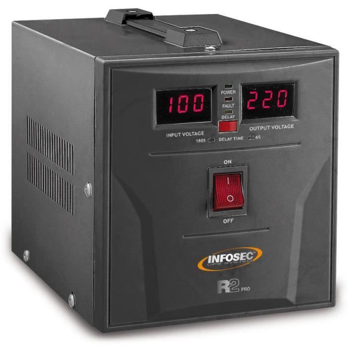 Infosec R2 Pro 1500 Régulateur de tension 1500VA - 900W avec 2 prises