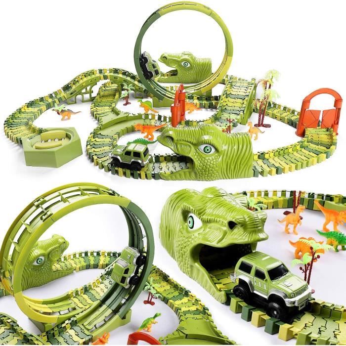 Ensemble Jouet Montagnes Russes Électrique Avec Canards & Dinosaures - Piste D'Escalade Lumineuse Et Musicale Pour Enfants