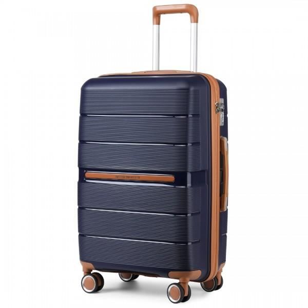 kono valise de taille moyenne, 66cm valise de voyage extensible, bagages cabine avec 4 roulettes et serrure tsa, 60l, marine
