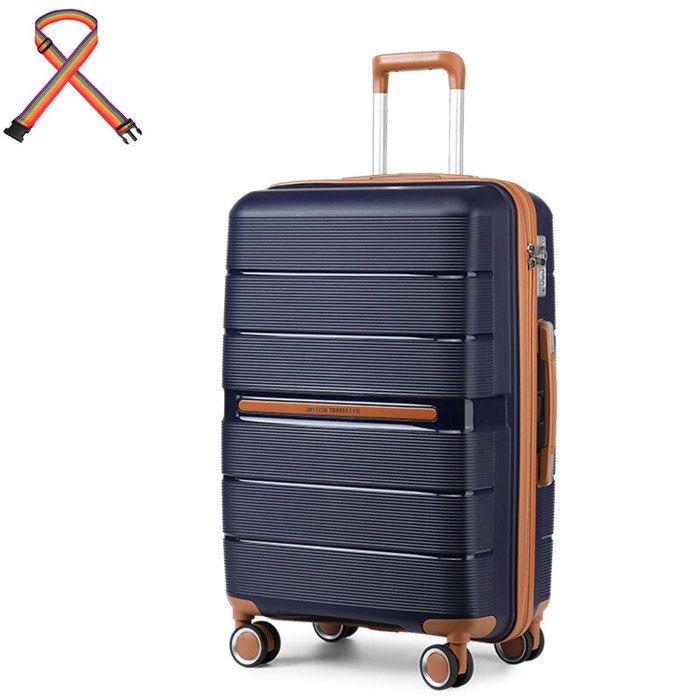 kono valise de taille moyenne, 66cm valise de voyage extensible, bagages cabine avec 4 roulettes et serrure tsa, 60l, marine