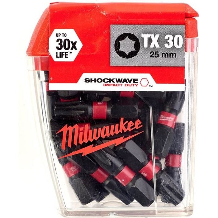 Milwaukee 4932430886 Shockwave impact duty Embout de vissage TX 30 25mm 25st