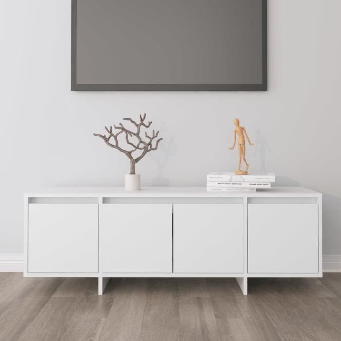 Meuble TV - MOTHINESSTO - Modèle LY1842 - Blanc - 120x30x405 cm - Aggloméré