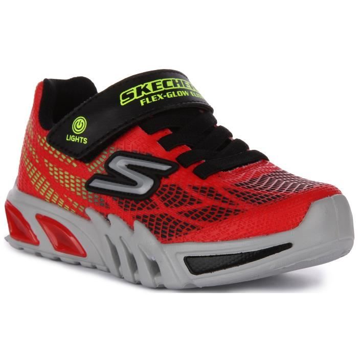 Skechers Baskets enfant Skechers Flex-Glow Elite-Vorlo en maille rouge noir