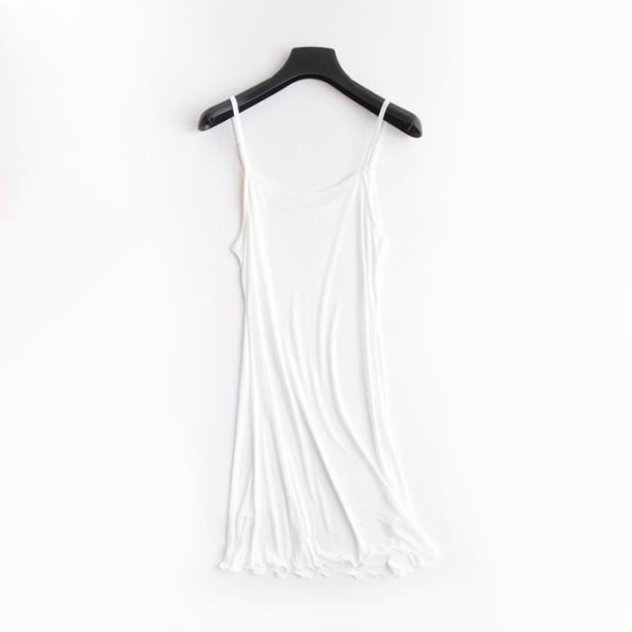 Jupon Long Femme EUFANCE - Sous-robe En Coton Stretch, Style Débardeur Sexy Pour Nuit Ou Maison