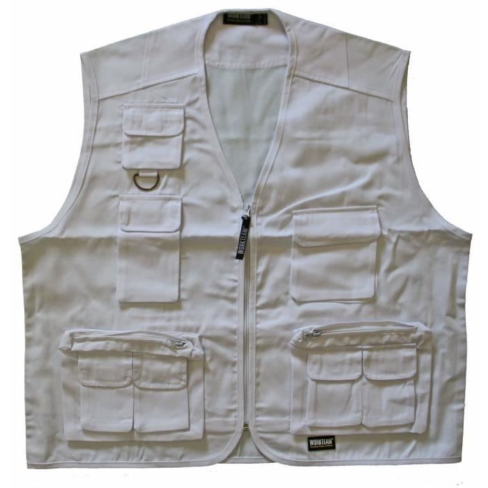 gilet court multipoches sans manches - s3100 - blanc