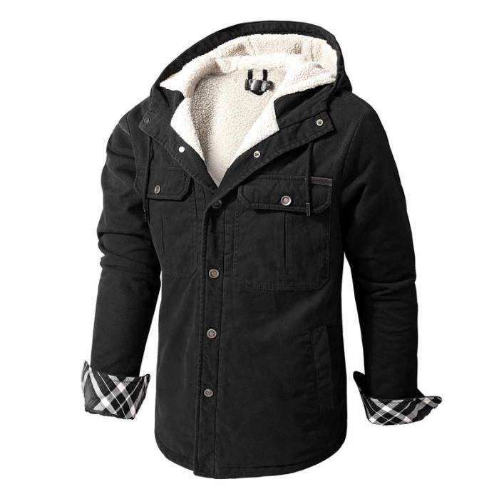 Veste D'hiver à Capuche Avec Poches, Doublée Thermique