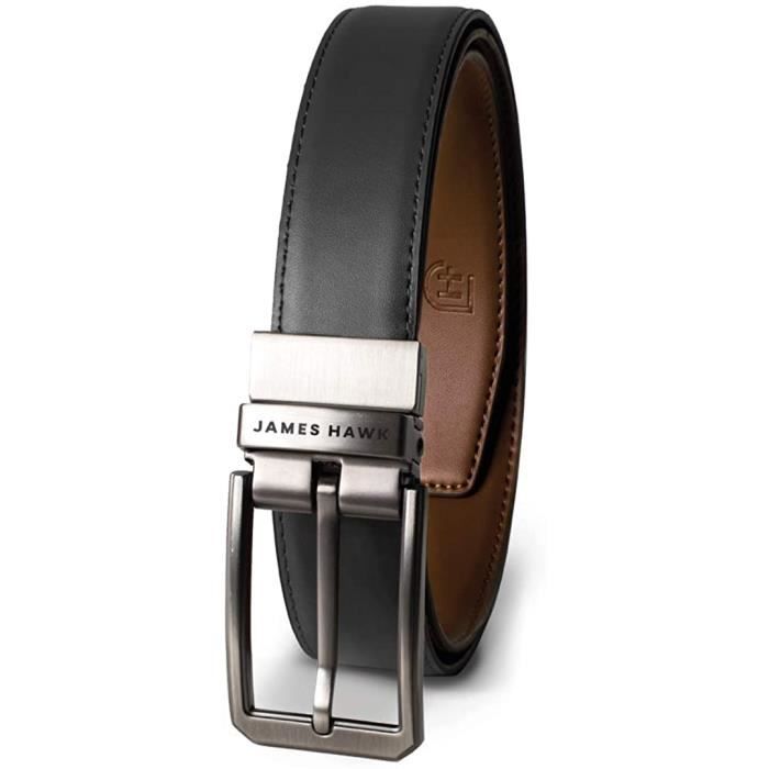 Ceinture Réversible Femme - 2 Couleurs En 1 - Boucle Rotative Double Anneau Doré/argenté - Ajustable Pour Jeans Et Robes