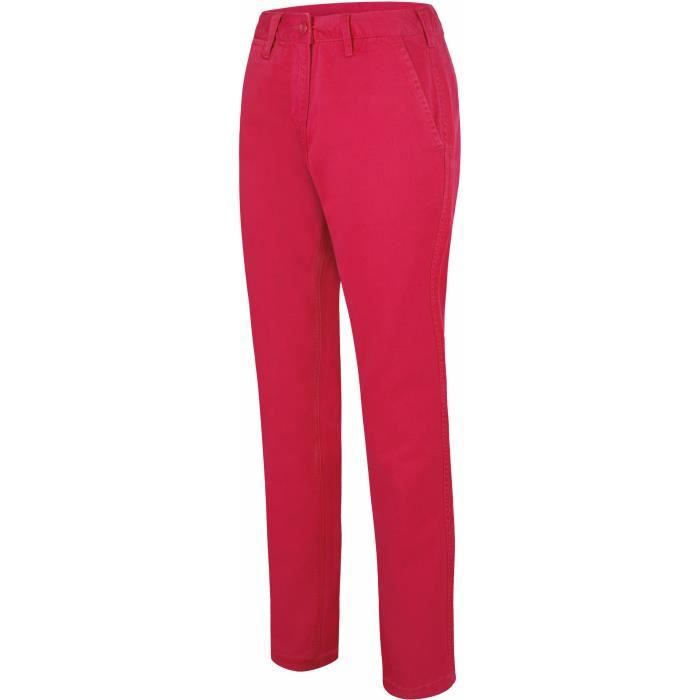 pantalon chino en coton sergé pour femme kariban - rouge - taille 40