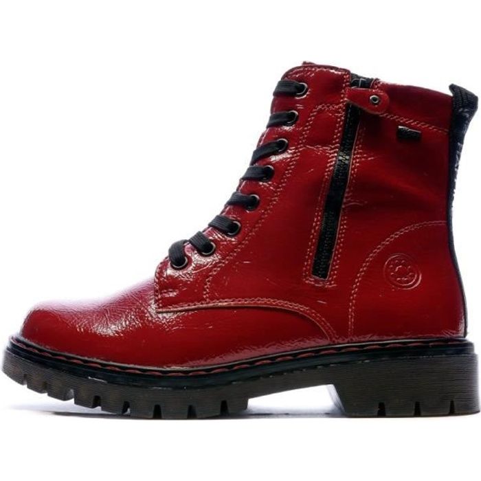 boots femme - relife jerkat - rouge - tige synthétique brillante - soft reflex