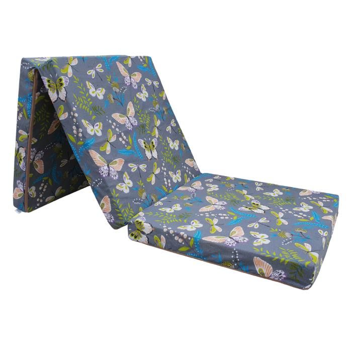 Matelas futon pliable - NATALIA SPZOO - 195x65x8 cm - Housse amovible - Soutien ferme - Mousse polyuréthane