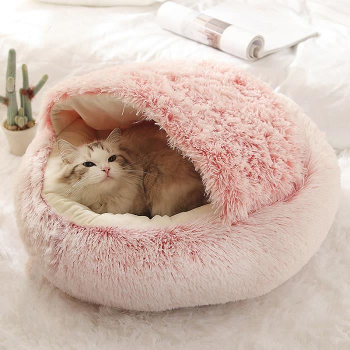 Meilleurs prix pour RNGCPTO Panier Chat,Lit moelleux pour Chats et Chiens,Panier Chaud Semi-fermé pour Animaux de Compagnie,Couchage Habitat 65cm D-Rose