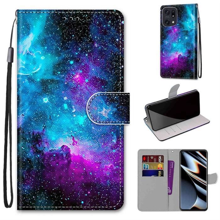 Housse Portefeuille Cuir Synthétique Pour Oppo Find X5 / Find X5 Pro - Protection Anti-Choc Noir