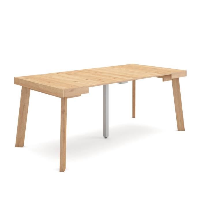 Table console extensible 180x90x72 6cm Pour 8 personnes Pieds en bois Chêne RF3005