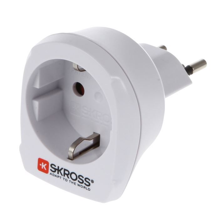 Adaptateur De Voyage Skross MUV PRO - Prise Europe Vers Monde - USB - Blanc