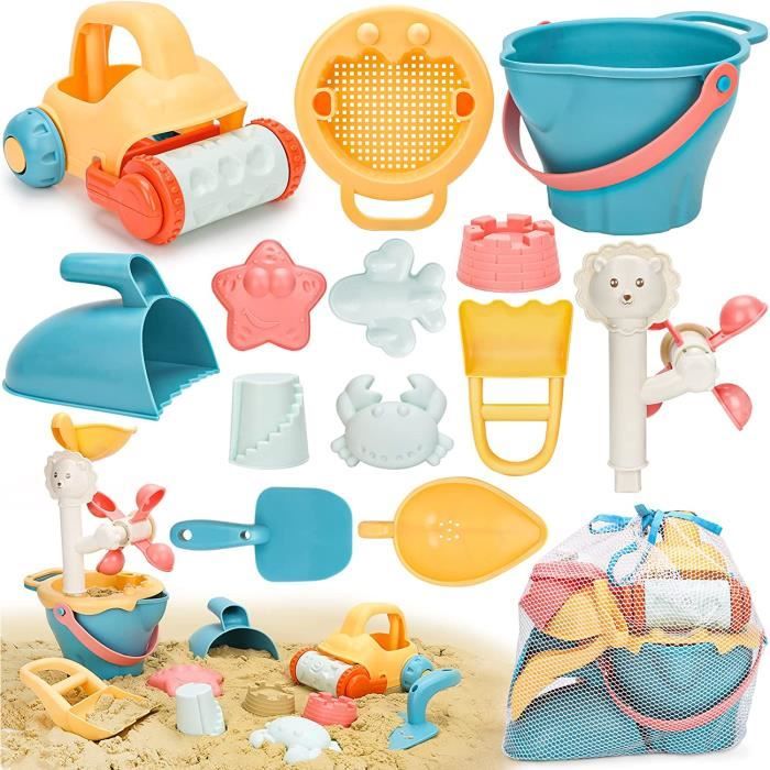 Kit Jouet De Plage Enfant 14 Pièces - Seau, Pelle, Moules à Sable - Couleurs Aléatoires - À Partir De 3 Ans