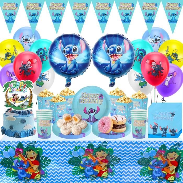 63 Pièces Stitch Anniversaire Vaisselle Kit Lilo Décoration Fête Comprend  Ballons Latex Serviettes Assiettes Ballo - Cdiscount Maison