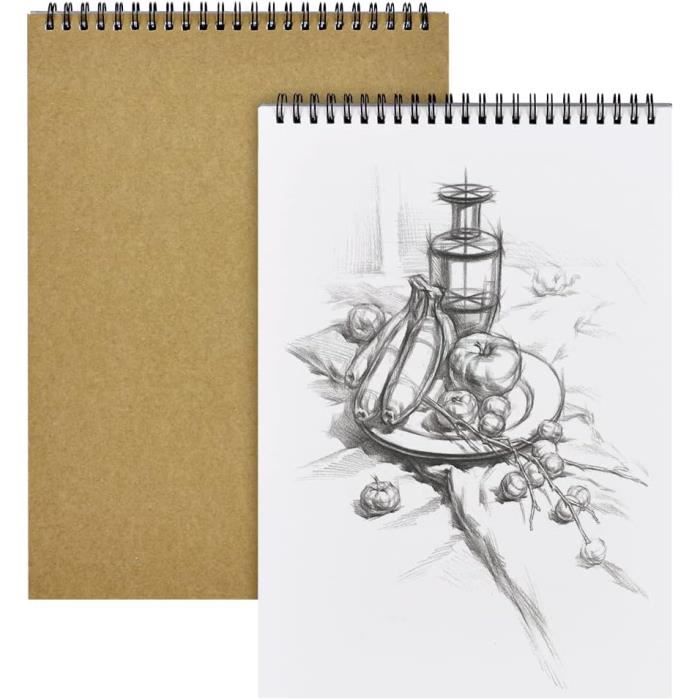 Carnet De Dessin A5 Avec Couverture Rigide - Lot De 4, 60 Pages 160 G/m² Papier Blanc - Spirale Double Pour Rotation 360° - 8