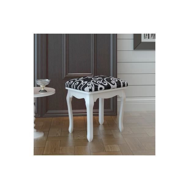 TecTake Tabouret De Coiffeuse En Bois Blanc - Coussin Rose - 40x30x51cm - Pour Maquillage Ou Piano
