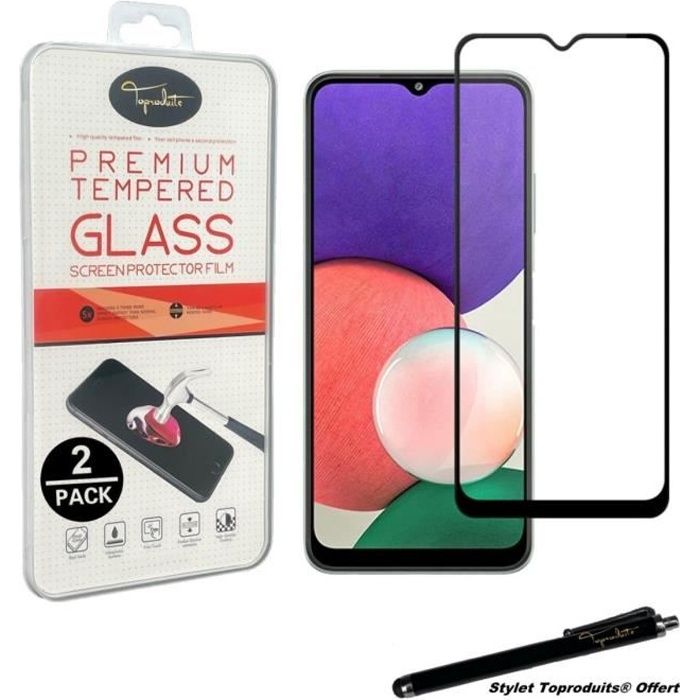 2pack] Verre trempé pour Samsung Galaxy A22 5G Film de protection bords  noir avec Stylet Toproduits® - Cdiscount Téléphonie