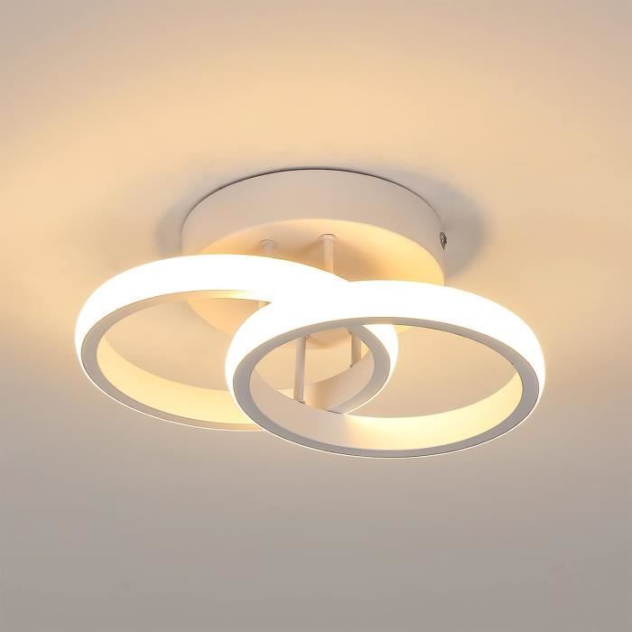 Plafonnier LED Luminaire 2 Anneaux LED Blanc Chaud 3000K 22W Plafonnier en  Acrylique Moderne éclairage pour Cuisine Couloir - Noir - Cdiscount Maison