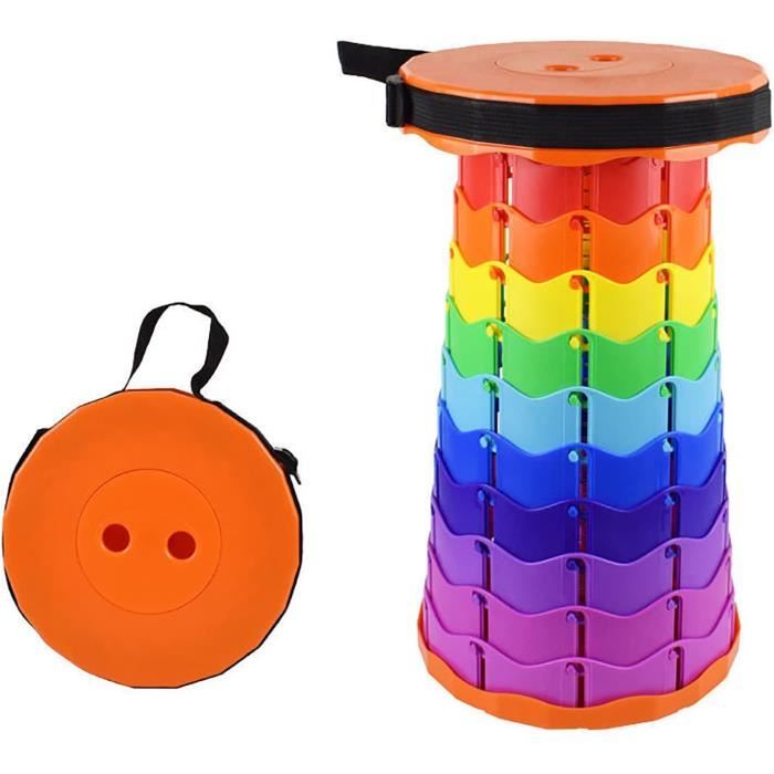 Tabouret Pliant Télescopique – Hauteur Réglable 6-45 Cm, Charge Max 250 Kg, Coussin Simili Cuir, Sangle De Transport – Idéal Camping, Pêche, Barbecue