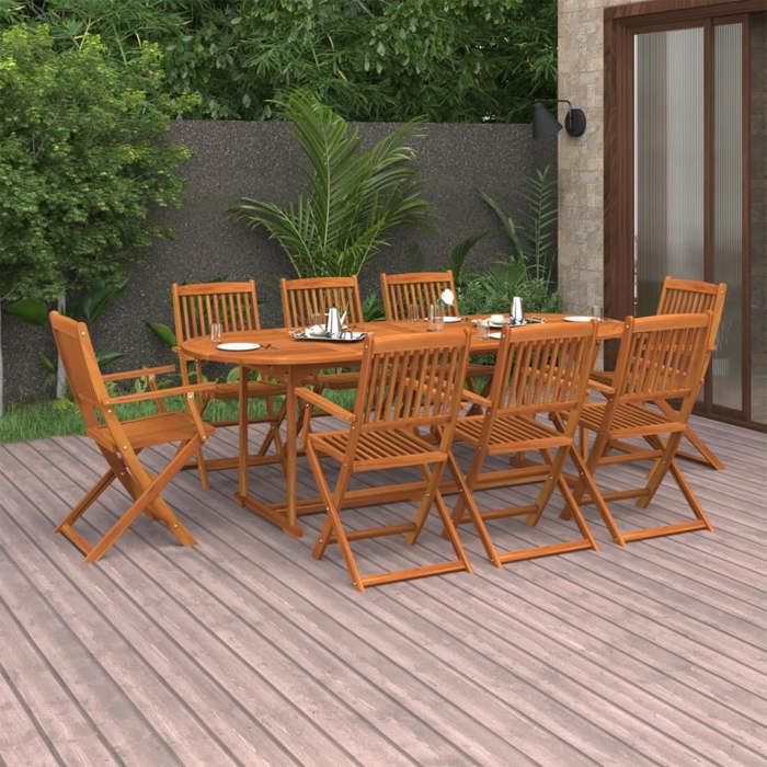 vidaXL Ensemble à manger de jardin 9 pcs Bois d'acacia