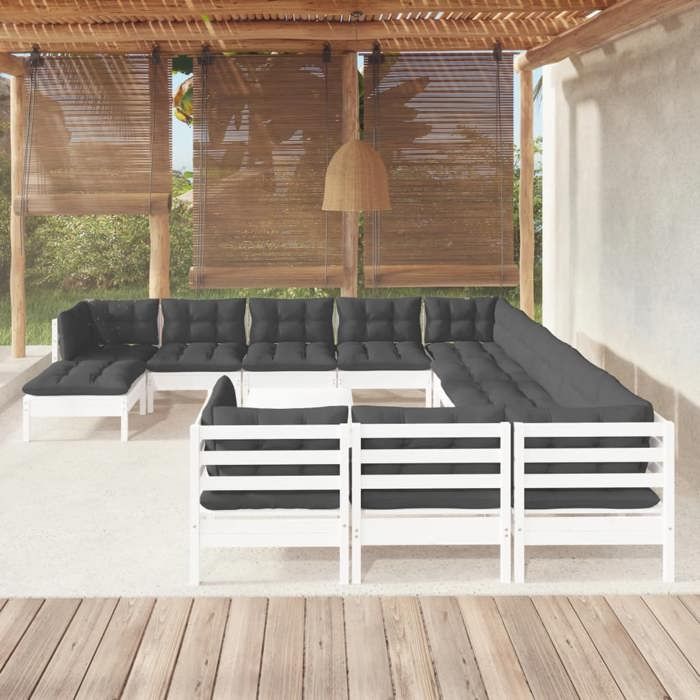 vidaXL Salon de jardin 13 pcs Bois de pin - vue 2