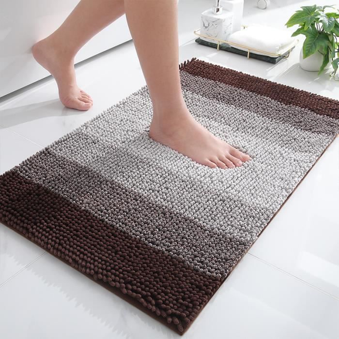 Tapis De Bain Microfibre Poils Longs 50x40cm - Forme U Antidérapant | Absorbant & Lavable