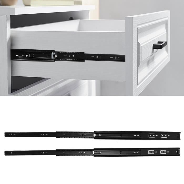 Lot De 2 Tiroirs Télescopiques Extensibles 30-49 Cm - Rangement Cuisine Sans Perçage Blanc