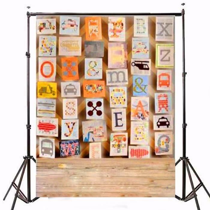Toile Photo Backdrop Toile de Fond Backdrop Tissu Photographie Studio Photo Lettre Bois Mur ...