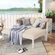 Salon de jardin, canapé d'extérieur avec auvent et coussins, 4 places, beige-1
