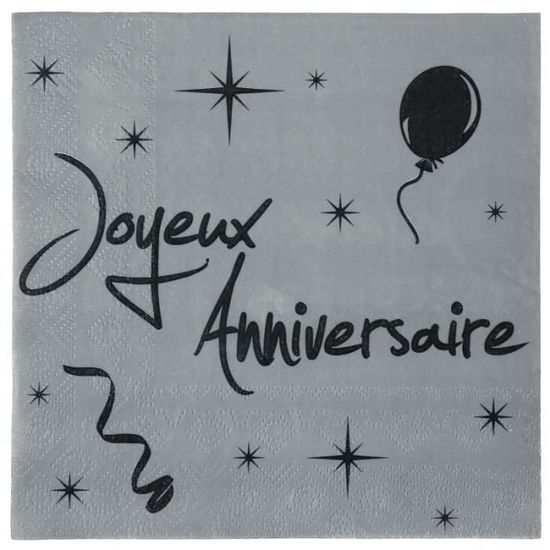 Serviettes En Papier Joyeux Anniversaire Cdiscount Maison
