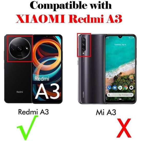 Coque WBWONE Pour Xiaomi Redmi A3 – TPU Souple Bleu Avec Bordure Dorée – Protection Fine Et Antidérapante